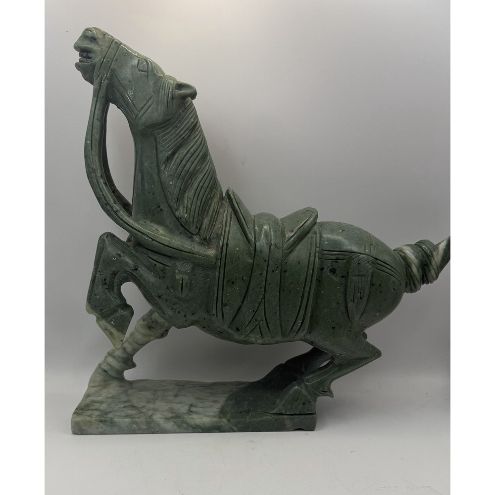 Vintage‎ Green Soapstone Carved Horse Sculpture Figurine